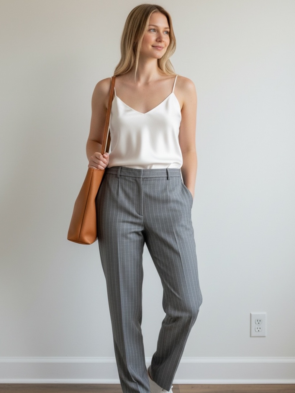 Zanella (Italian Made)Ladies Light Gray Pinstripe  Dress Trousers